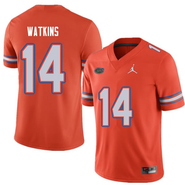 Men's NCAA Florida Gators Justin Watkins #14 Stitched Authentic Jordan Brand Orange College Football Jersey POP1765PQ